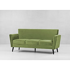 Cairo Wooden 3 Seater Sofa in Velvet Fabric in Green Color